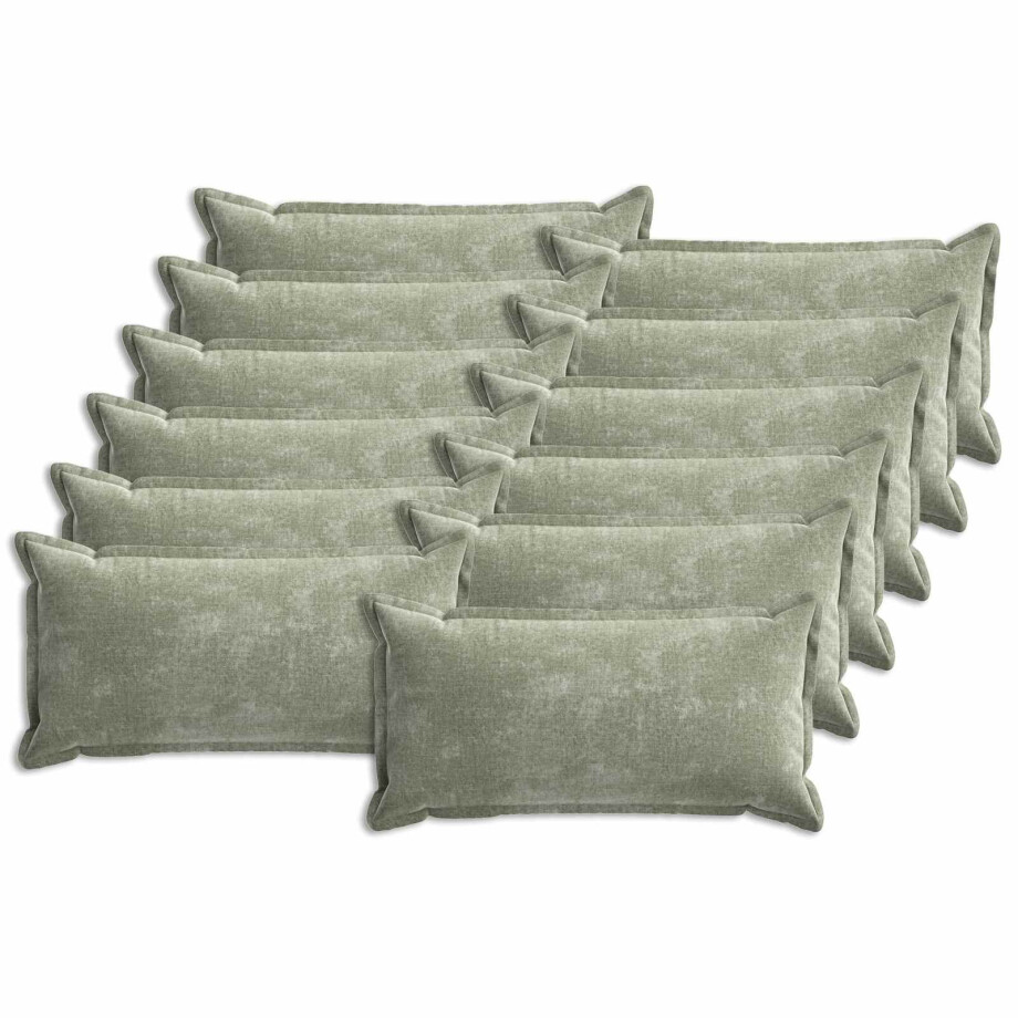 vidaXL Kussensloop 12 st HOUTEN Groen 40 x 80 cm Chenille Stof afbeelding 1
