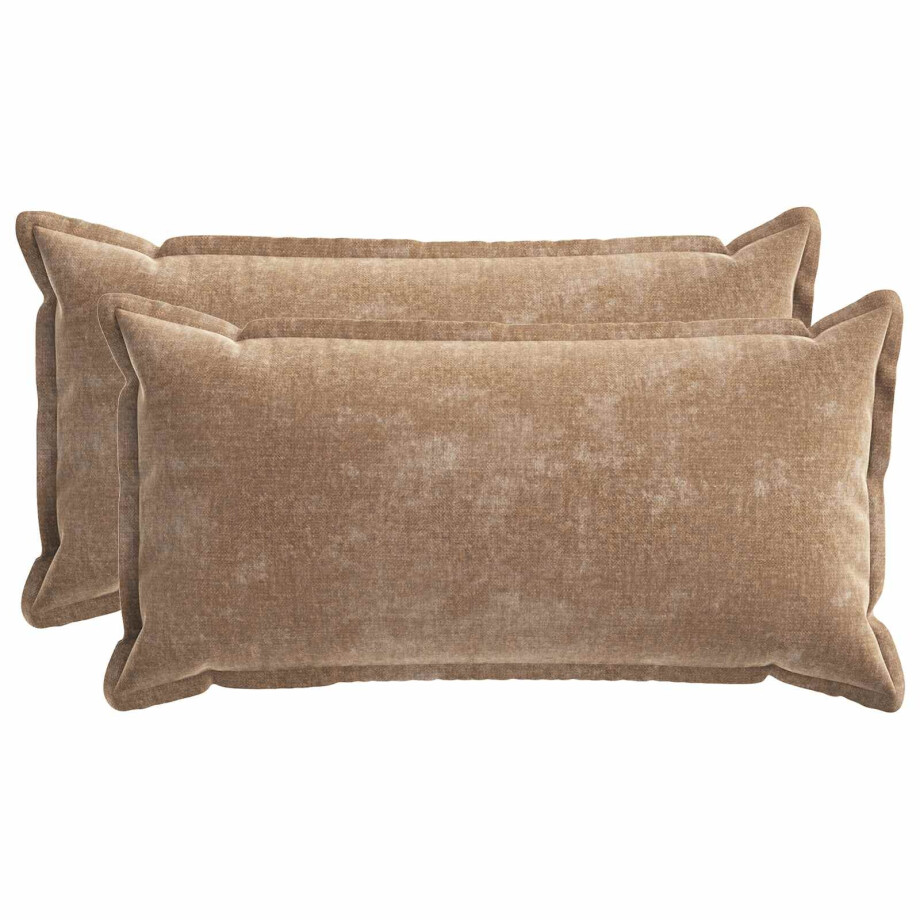 vidaXL Kussensloop 2 st HOUTEN Bruin 40 x 80 cm Chenille Stof afbeelding 1