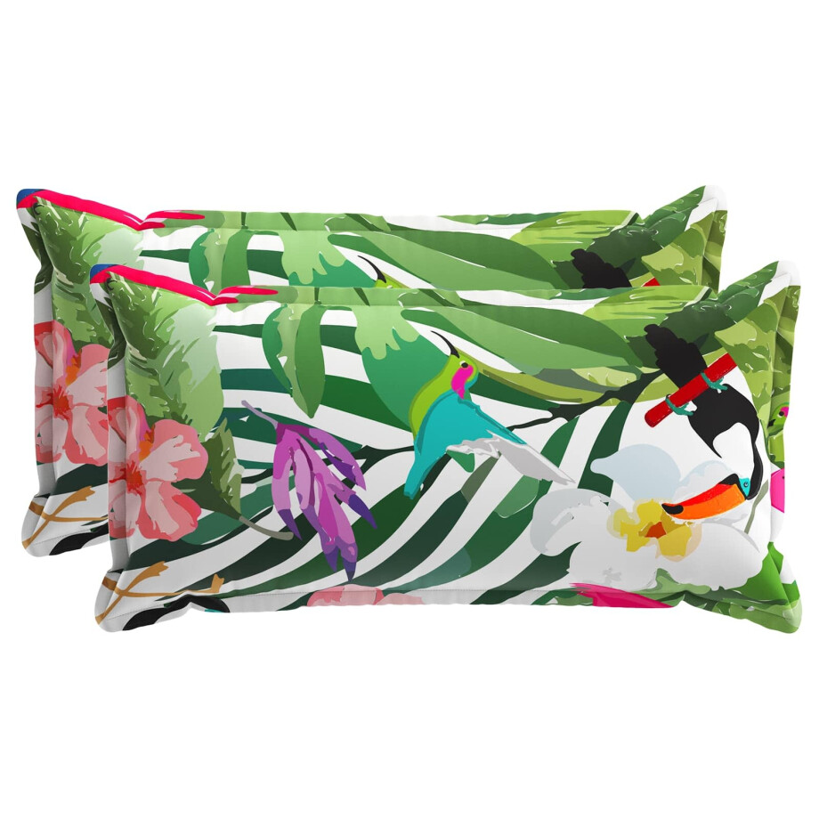 vidaXL Kussensloop 2 st HOUTEN Zwart 40 x 80 cm Polyester afbeelding 1