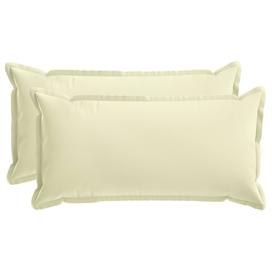 vidaXL Kussensloop 2 st HOUTEN Crèmekleurig 40 x 80 cm Polyester afbeelding 1