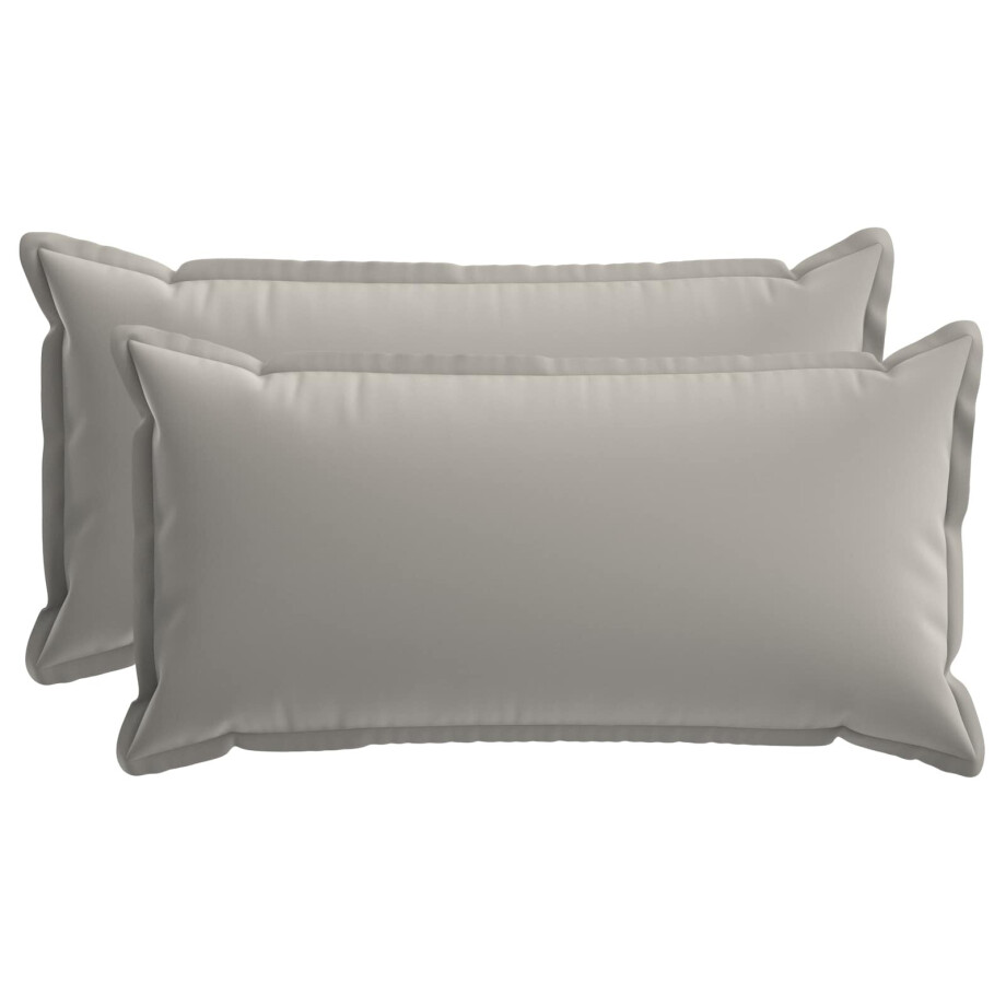 vidaXL Kussensloop 2 st HOUTEN Grijs 40 x 80 cm Polyester afbeelding 1