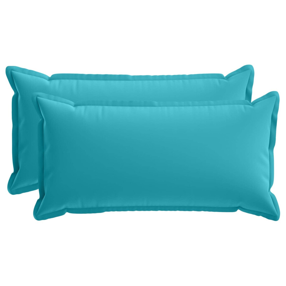 vidaXL Kussensloop 2 st HOUTEN Turquoise 40 x 80 cm Polyester afbeelding 1