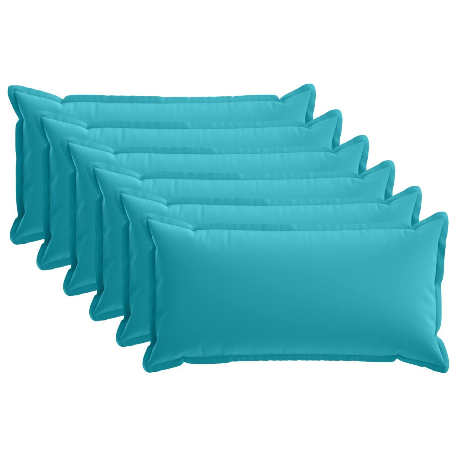 vidaXL Kussensloop 6 st HOUTEN Turquoise 40 x 80 cm Polyester afbeelding 1