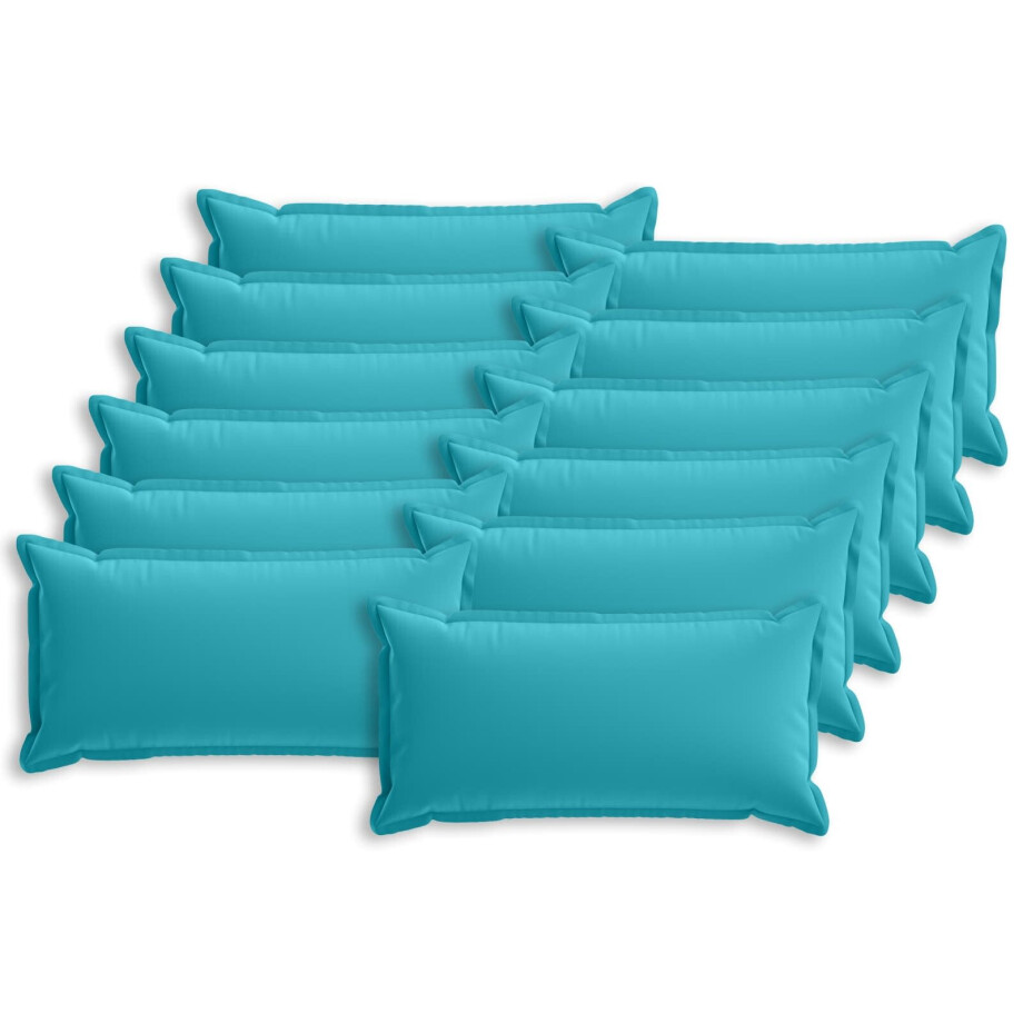 vidaXL Kussensloop 12 st HOUTEN Turquoise 40 x 80 cm Polyester afbeelding 1