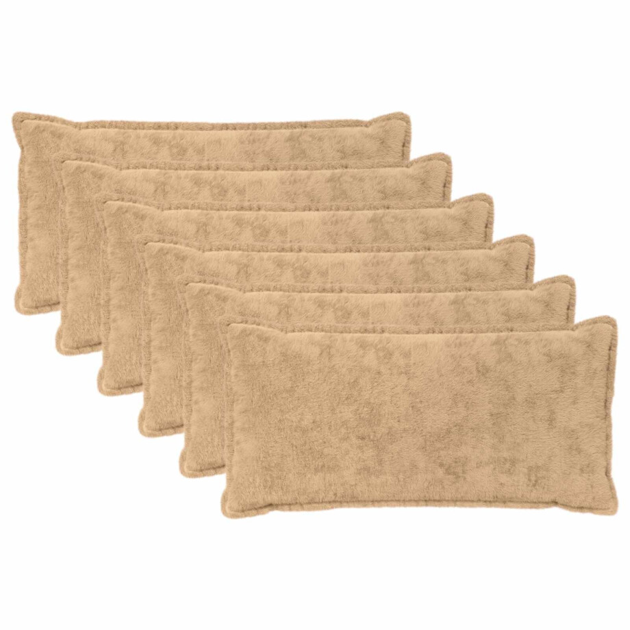 vidaXL Kussensloop 6 st HOUTEN Crèmekleurig 40 x 80 cm afbeelding 1