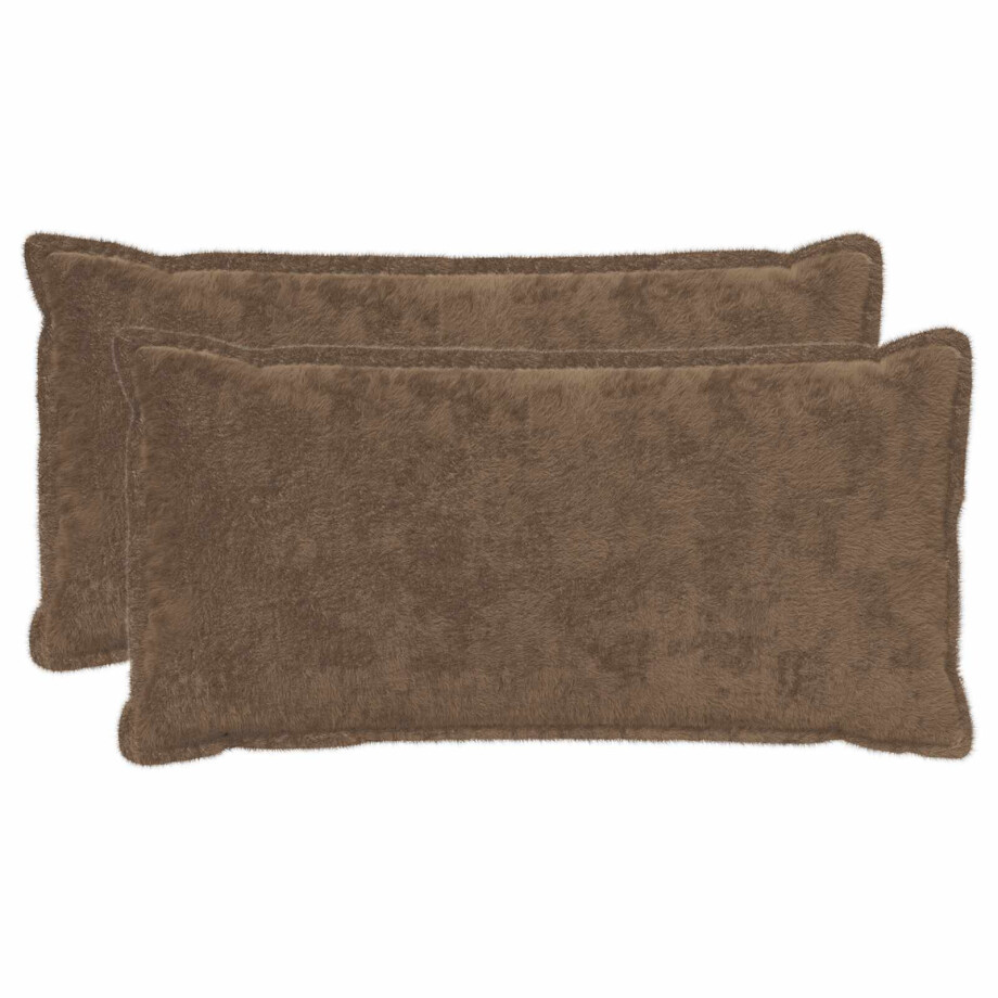 vidaXL Kussensloop 2 st HOUTEN Licht Bruin 40 x 80 cm Nep Konijnenbont vidaXL Kussensloop 2 st HOUTEN Licht Bruin 40 x 80 cm Nep Konijnenbont afbeelding 1