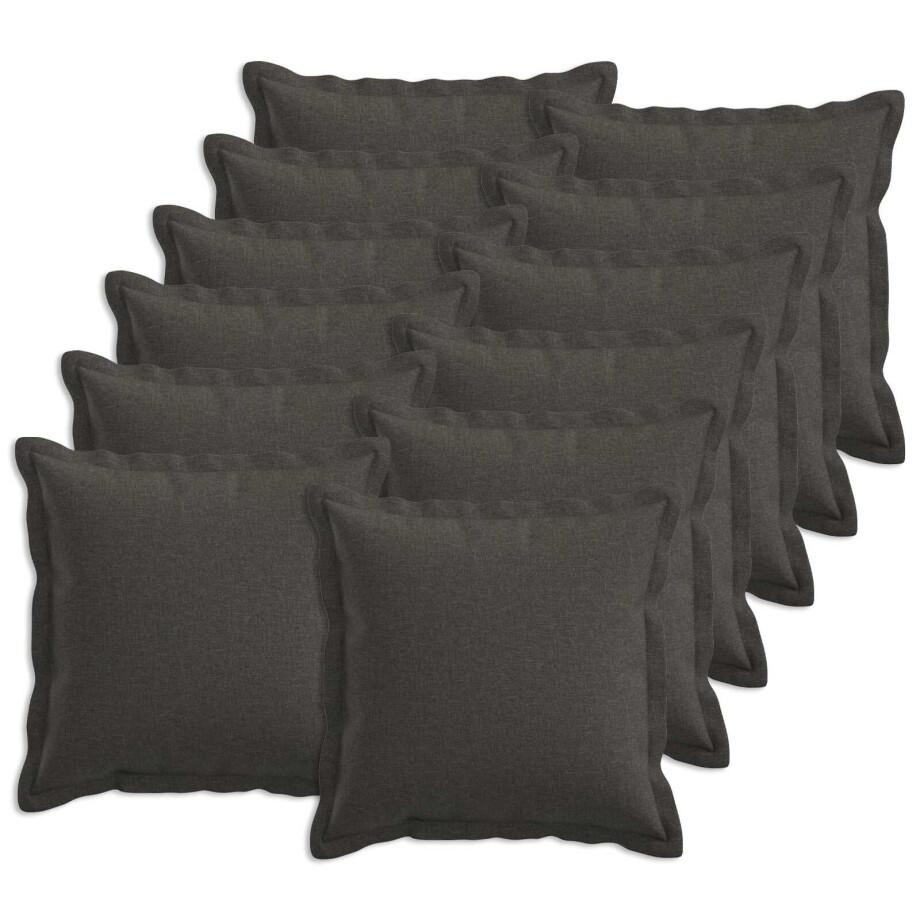 vidaXL Kussensloop 12 pcs HOUTEN Donkergrijs 45 x 45 cm Faux Linnen vidaXL Kussensloop 12 pcs HOUTEN Donkergrijs 45 x 45 cm Faux Linnen afbeelding 1