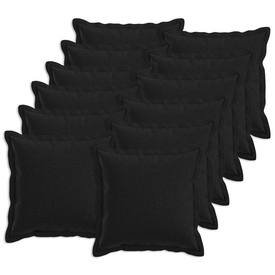 vidaXL Kussensloop 12 pcs HOUTEN Zwart 45 x 45 cm Faux Linnen vidaXL Kussensloop 12 pcs HOUTEN Zwart 45 x 45 cm Faux Linnen afbeelding 1