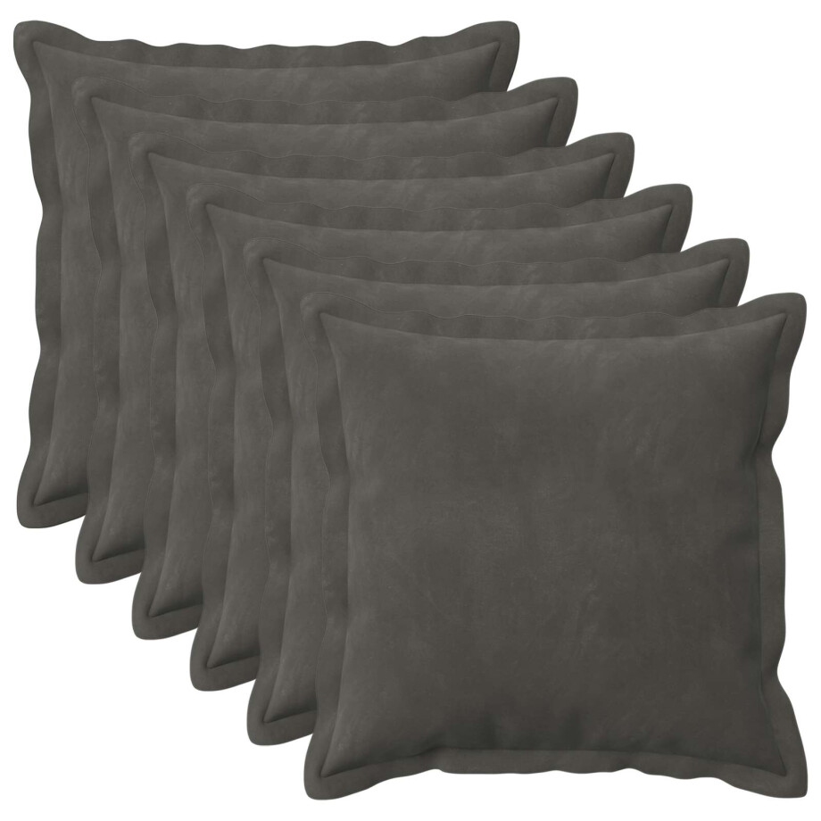 vidaXL Kussensloop 6 pcs HOUTEN Donkergrijs 45 x 45 cm Fluweel afbeelding 1