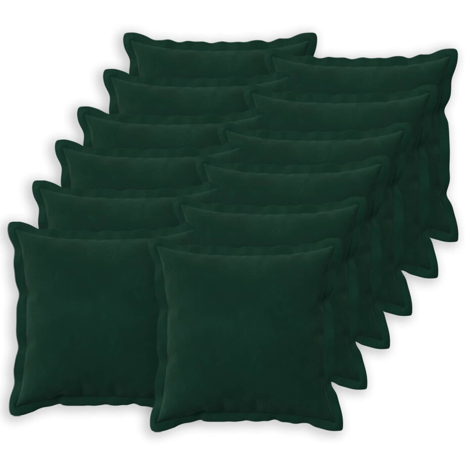 vidaXL Kussensloop 12 pcs HOUTEN Donkergroen 45 x 45 cm Fluweel afbeelding 1