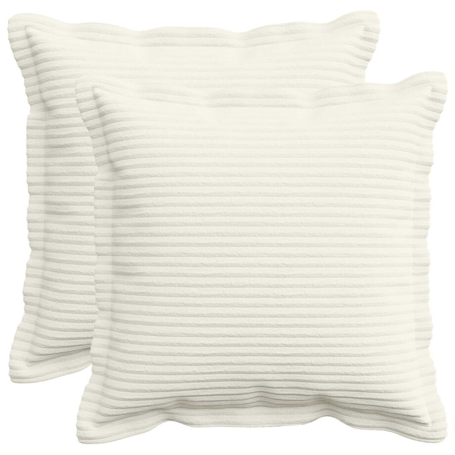 vidaXL Kussensloop 2 st HOUTEN Crèmekleurig 45 x 45 cm corduroy afbeelding 1