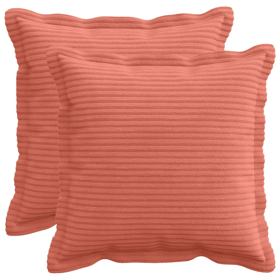 vidaXL Kussensloop 2 st HOUTEN Rood-oranje 45 x 45 cm corduroy afbeelding 1