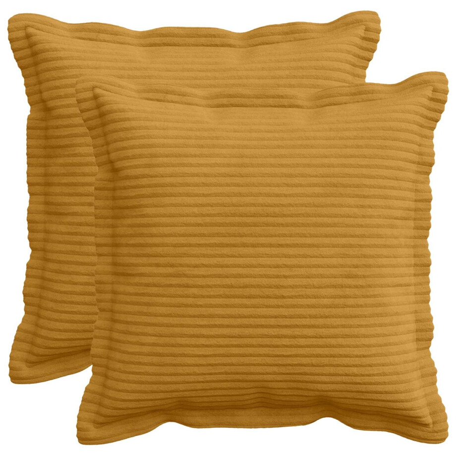 vidaXL Kussensloop 2 st HOUTEN Geel 45 x 45 cm corduroy vidaXL Kussensloop 2 st HOUTEN Geel 45 x 45 cm corduroy afbeelding 1