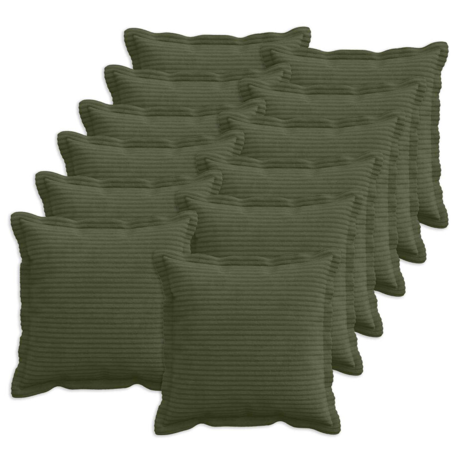 vidaXL Kussensloop 12 st HOUTEN Groen 45 x 45 cm corduroy vidaXL Kussensloop 12 st HOUTEN Groen 45 x 45 cm corduroy afbeelding 1