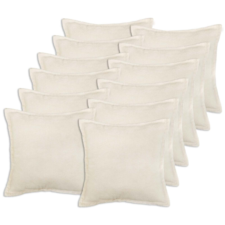 vidaXL Kussensloop 12 pcs HOUTEN Crèmekleurig 45 x 45 cm Bouclé afbeelding 1