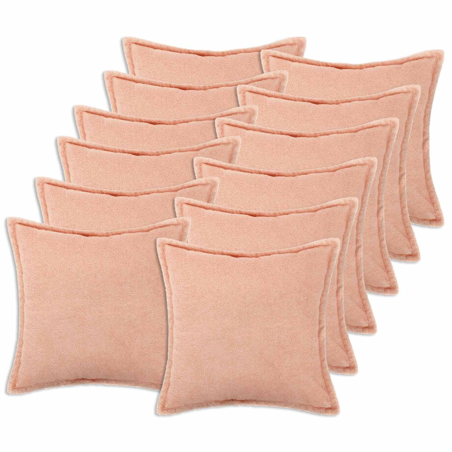 vidaXL Kussensloop 12 pcs HOUTEN Roze 45 x 45 cm Bouclé afbeelding 1