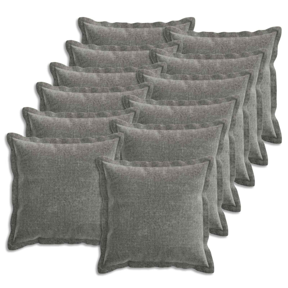 vidaXL Kussensloop 12 st HOUTEN Donkergrijs 45 x 45 cm Chenille Stof afbeelding 1