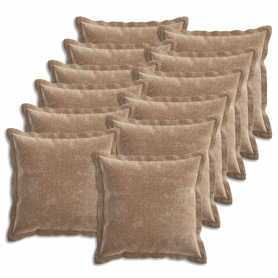 vidaXL Kussensloop 12 st HOUTEN Bruin 45 x 45 cm Chenille Stof afbeelding 1