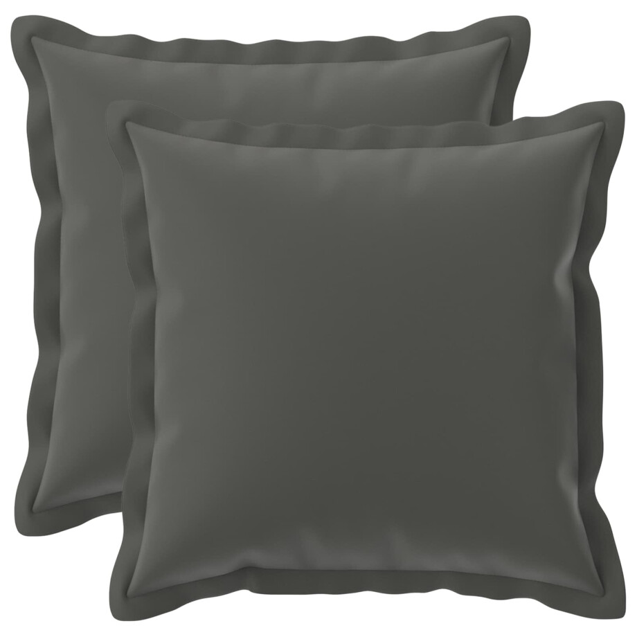 vidaXL Kussensloop 2 st HOUTEN Antraciet 45 x 45 cm Polyester afbeelding 1