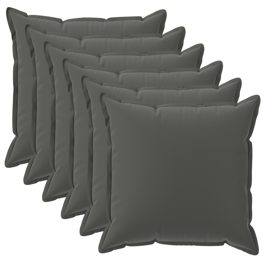 vidaXL Kussensloop 6 st HOUTEN Antraciet 45 x 45 cm Polyester afbeelding 1