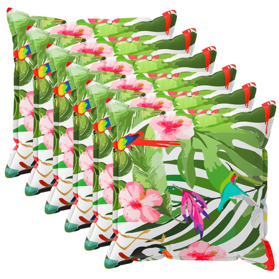 vidaXL Kussensloop 6 st HOUTEN Zwart 45 x 45 cm Polyester afbeelding 1