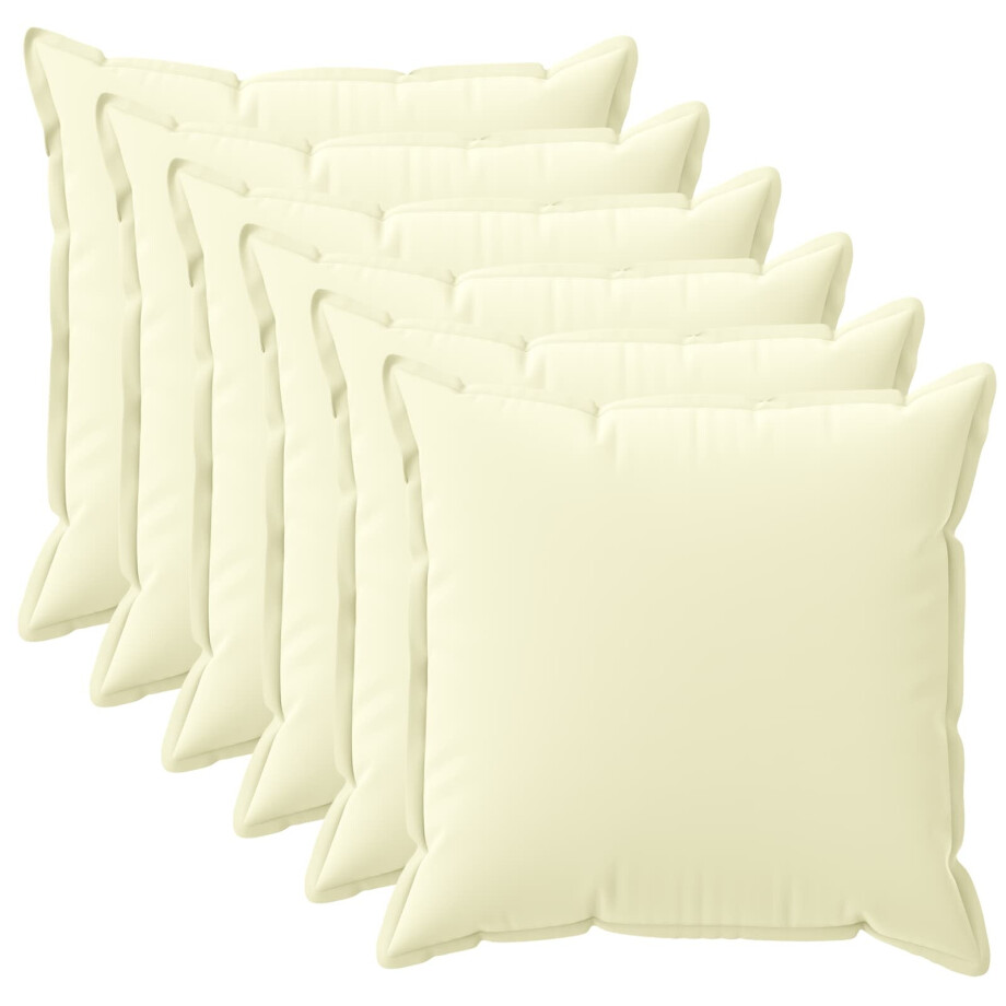 vidaXL Kussensloop 6 st HOUTEN Crèmekleurig 45 x 45 cm Polyester afbeelding 1