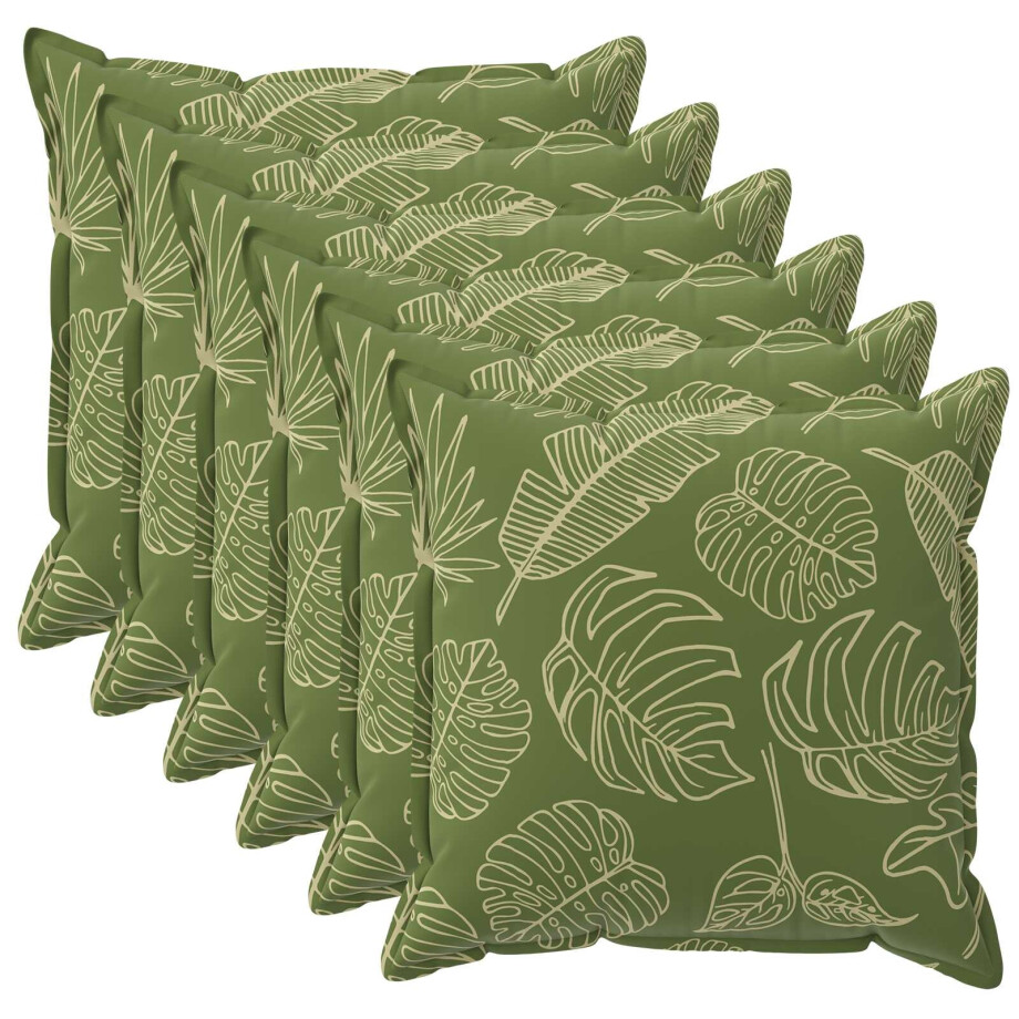 vidaXL Kussensloop 6 st HOUTEN Bladontwerp 45 x 45 cm Polyester afbeelding 1