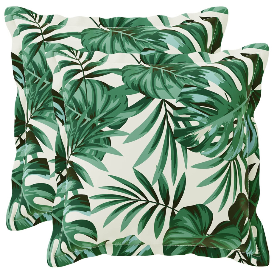 vidaXL Kussensloop 2 st HOUTEN Bladpatroon 45 x 45 cm Polyester afbeelding 1