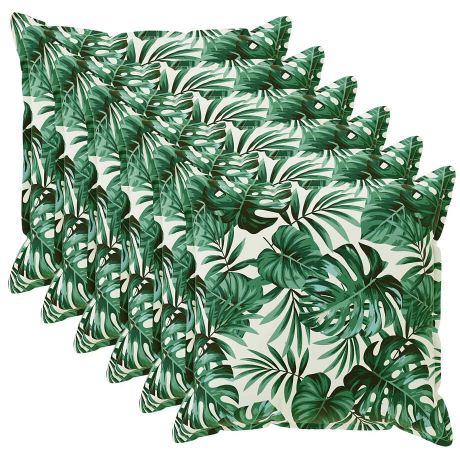 vidaXL Kussensloop 6 st HOUTEN Bladpatroon 45 x 45 cm Polyester afbeelding 1
