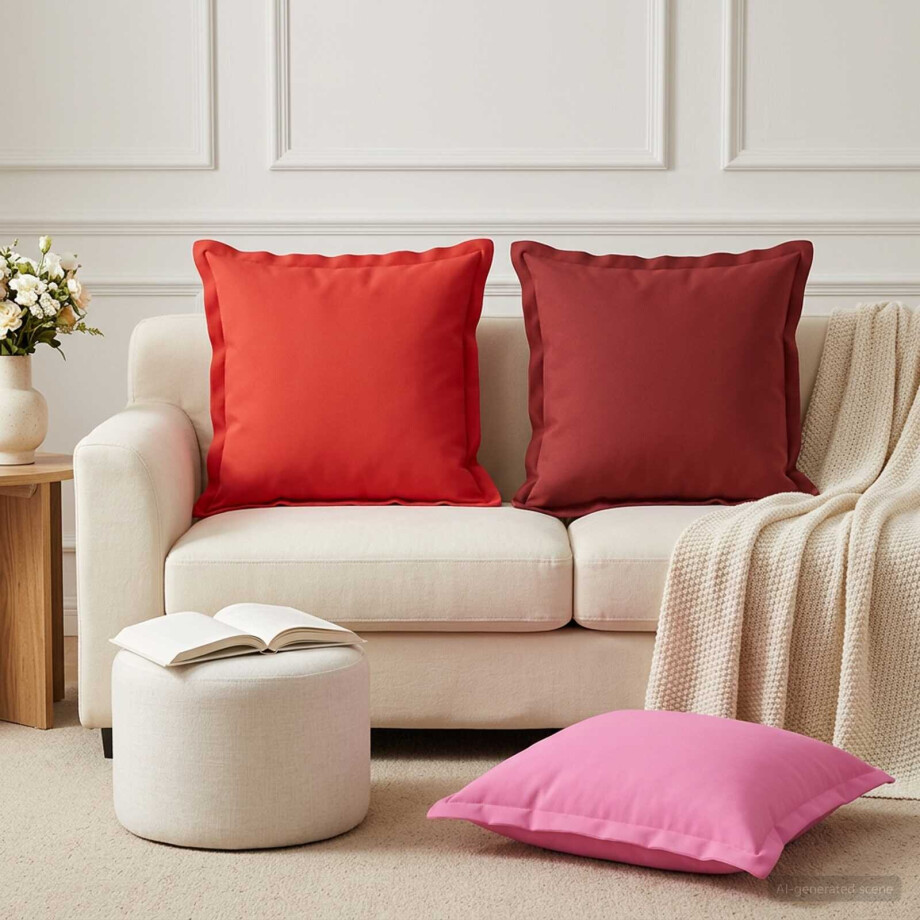 vidaXL Kussensloop 2 st HOUTEN Rood 45 x 45 cm Polyester afbeelding 1