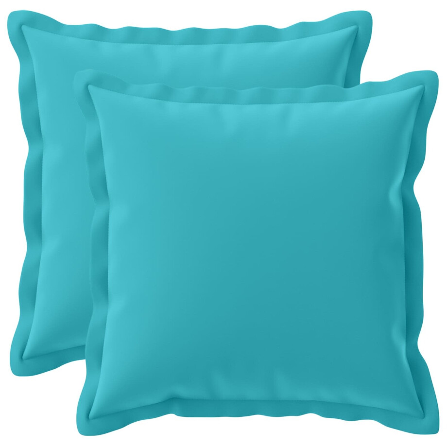 vidaXL Kussensloop 2 st HOUTEN Turquoise 45 x 45 cm Polyester afbeelding 1