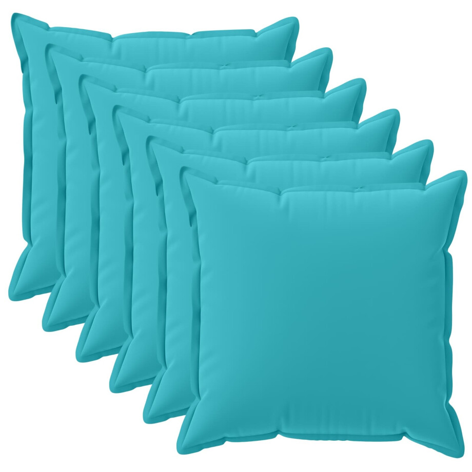 vidaXL Kussensloop 6 st HOUTEN Turquoise 45 x 45 cm Polyester afbeelding 1