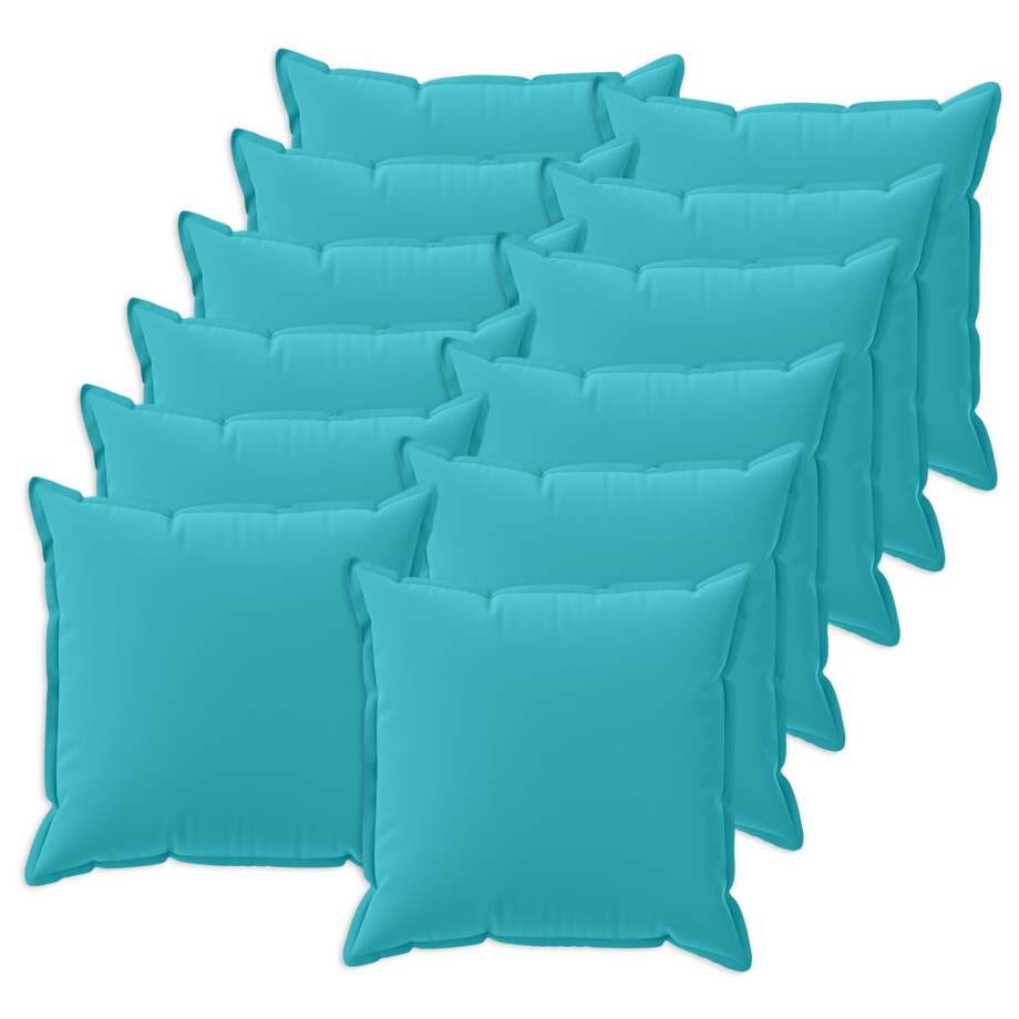 vidaXL Kussensloop 12 st HOUTEN Turquoise 45 x 45 cm Polyester afbeelding 1