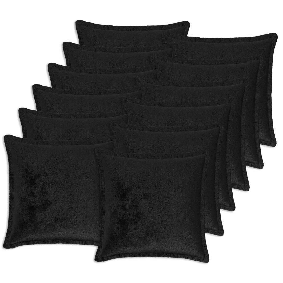 vidaXL Kussensloop 12 pcs HOUTEN Zwart 45 x 45 cm Flanel afbeelding 1