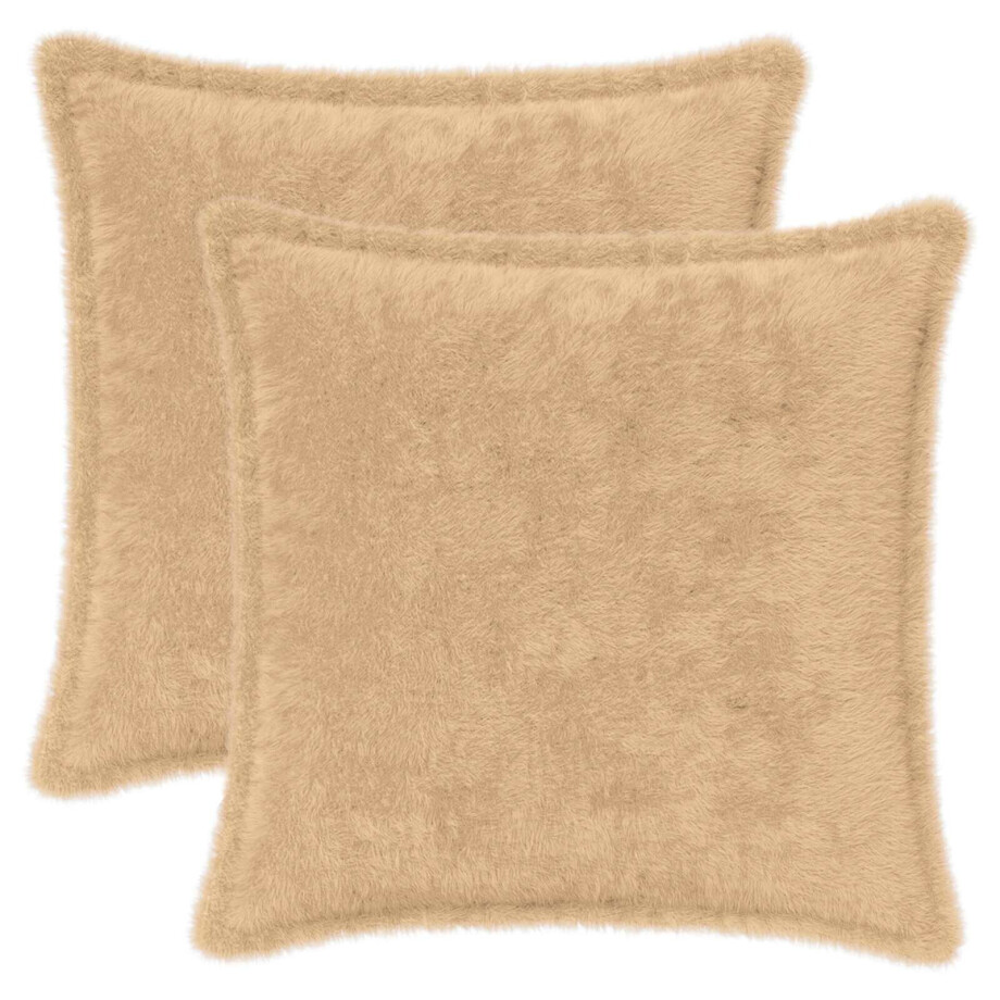 vidaXL Kussensloop 2 st HOUTEN Crèmekleurig 45 x 45 cm afbeelding 1