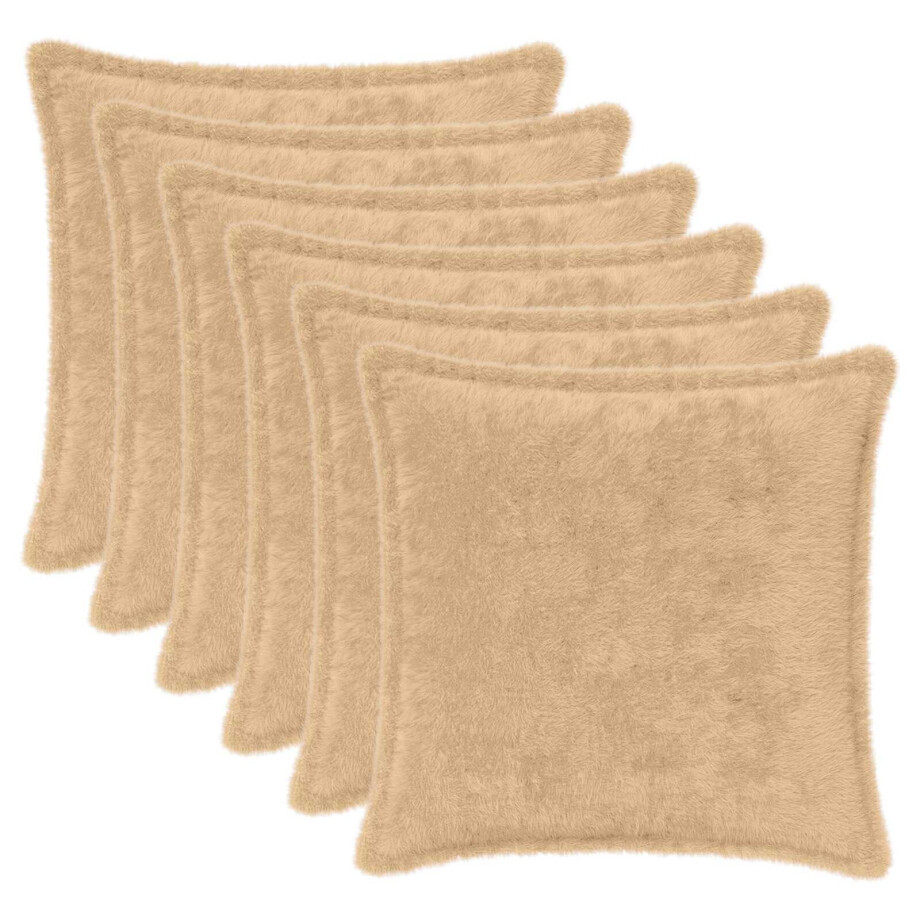vidaXL Kussensloop 6 st HOUTEN Crèmekleurig 45 x 45 cm afbeelding 1