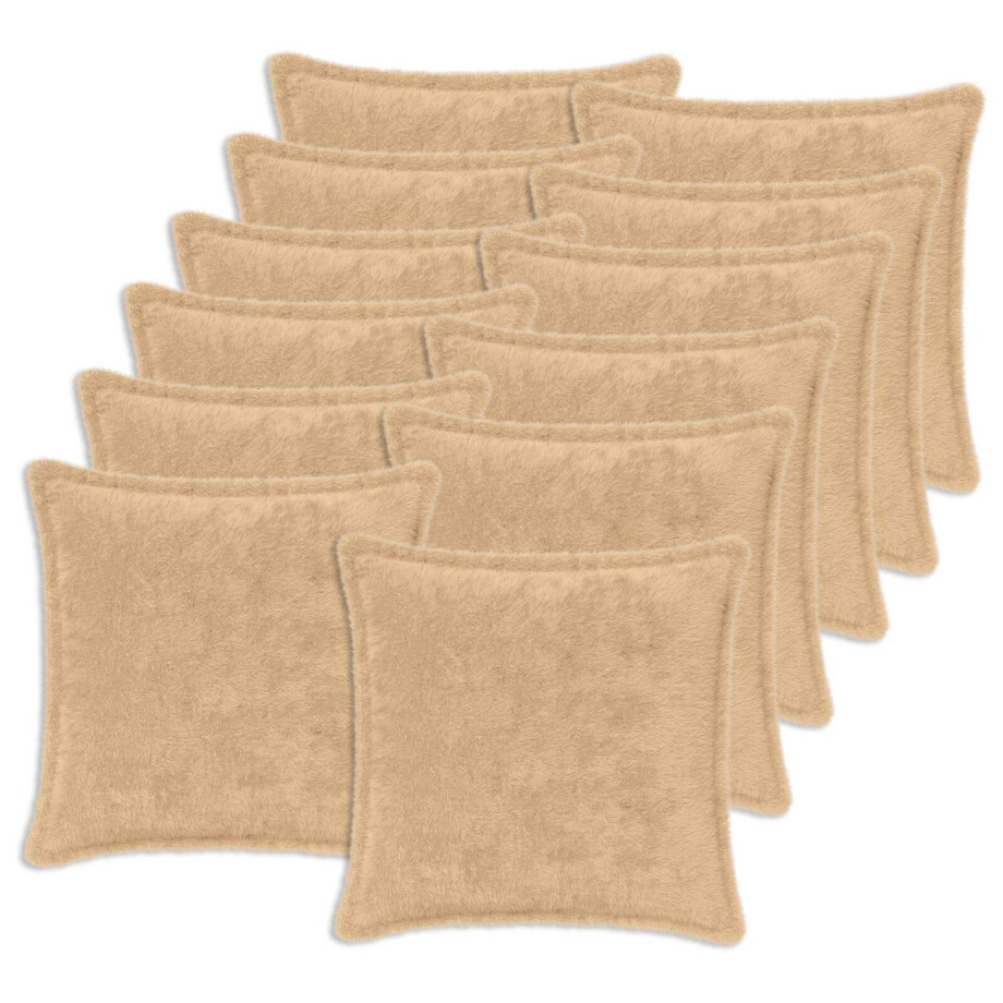 vidaXL Kussensloop 12 st HOUTEN Crèmekleurig 45 x 45 cm afbeelding 1