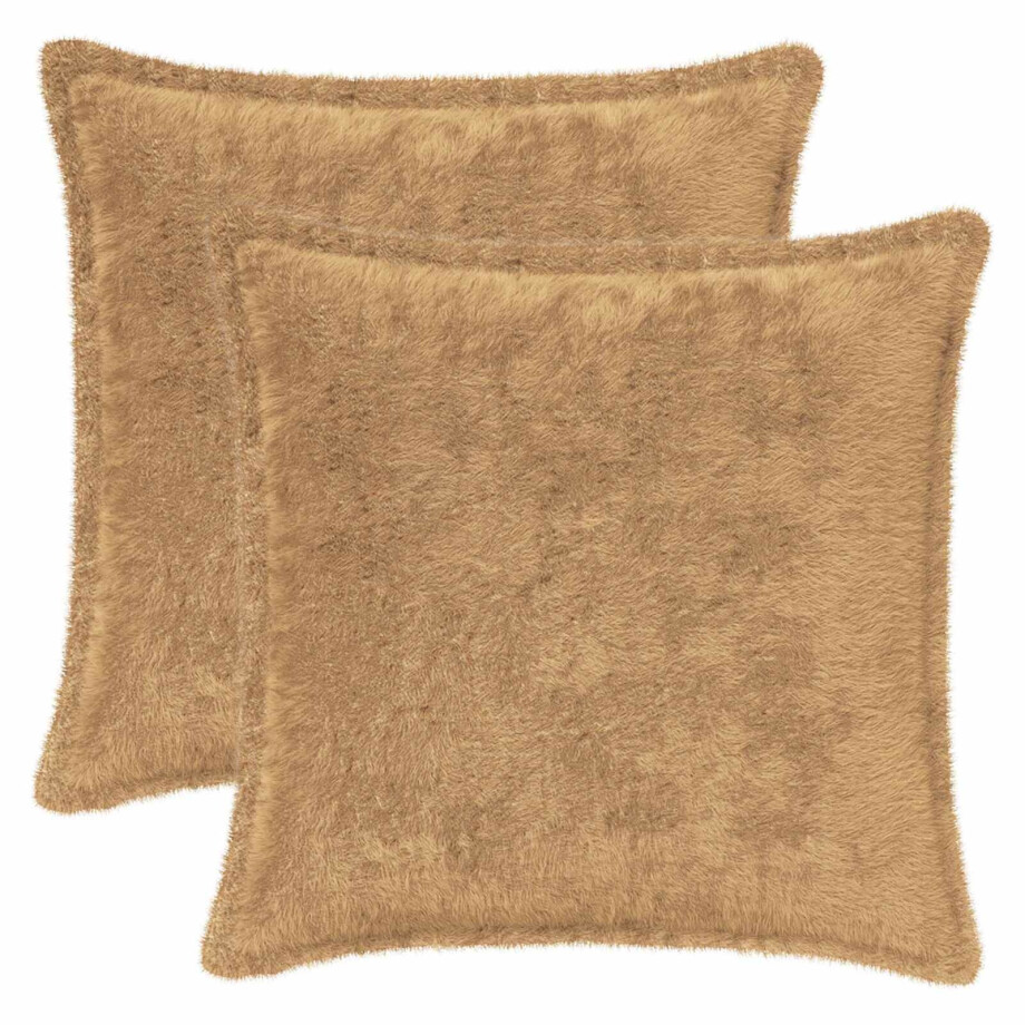 vidaXL Kussensloop 2 st HOUTEN Taupe 45 x 45 cm Nep Konijnenbont vidaXL Kussensloop 2 st HOUTEN Taupe 45 x 45 cm Nep Konijnenbont afbeelding 1