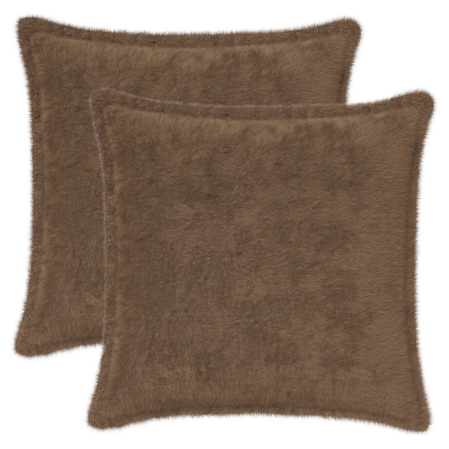 vidaXL Kussensloop 2 st HOUTEN Licht Bruin 45 x 45 cm Nep Konijnenbont vidaXL Kussensloop 2 st HOUTEN Licht Bruin 45 x 45 cm Nep Konijnenbont afbeelding 1