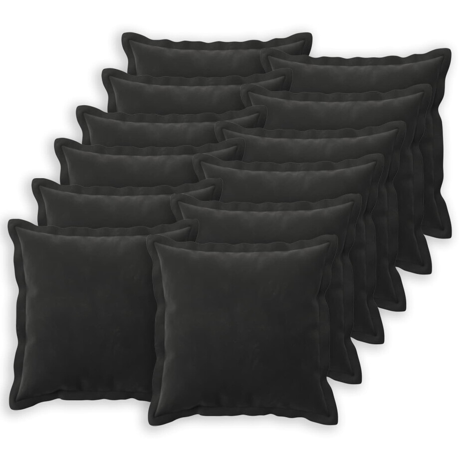 vidaXL Kussensloop 12 pcs HOUTEN Zwart 50 x 50 cm Fluweel vidaXL Kussensloop 12 pcs HOUTEN Zwart 50 x 50 cm Fluweel afbeelding 1