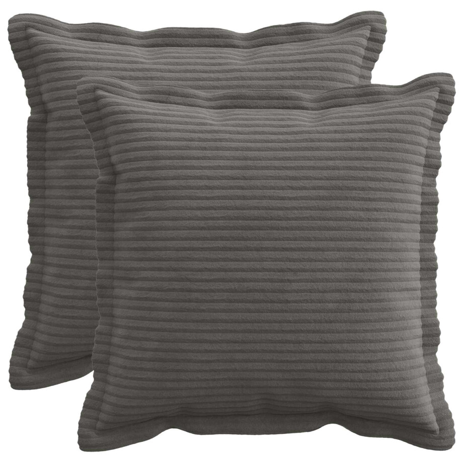 vidaXL Kussensloop 2 st HOUTEN Donkergrijs 50 x 50 cm corduroy afbeelding 1