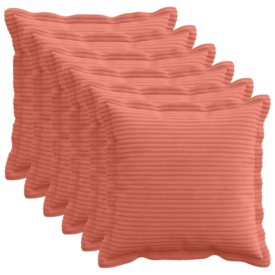 vidaXL Kussensloop 6 st HOUTEN Rood-oranje 50 x 50 cm corduroy afbeelding 1