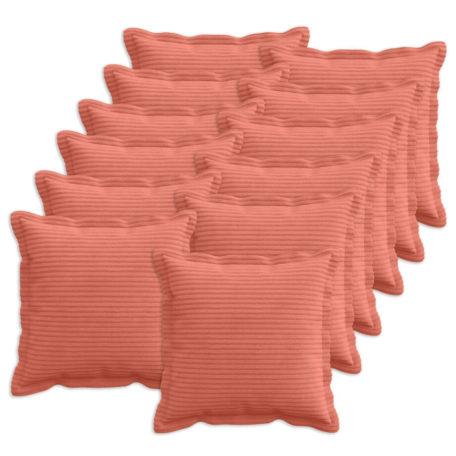 vidaXL Kussensloop 12 st HOUTEN Rood-oranje 50 x 50 cm corduroy afbeelding 1