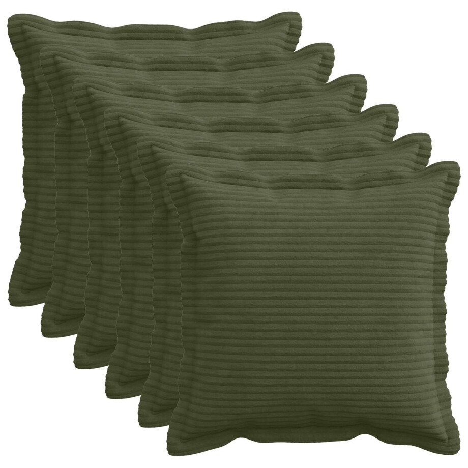 vidaXL Kussensloop 6 st HOUTEN Groen 50 x 50 cm corduroy vidaXL Kussensloop 6 st HOUTEN Groen 50 x 50 cm corduroy afbeelding 1