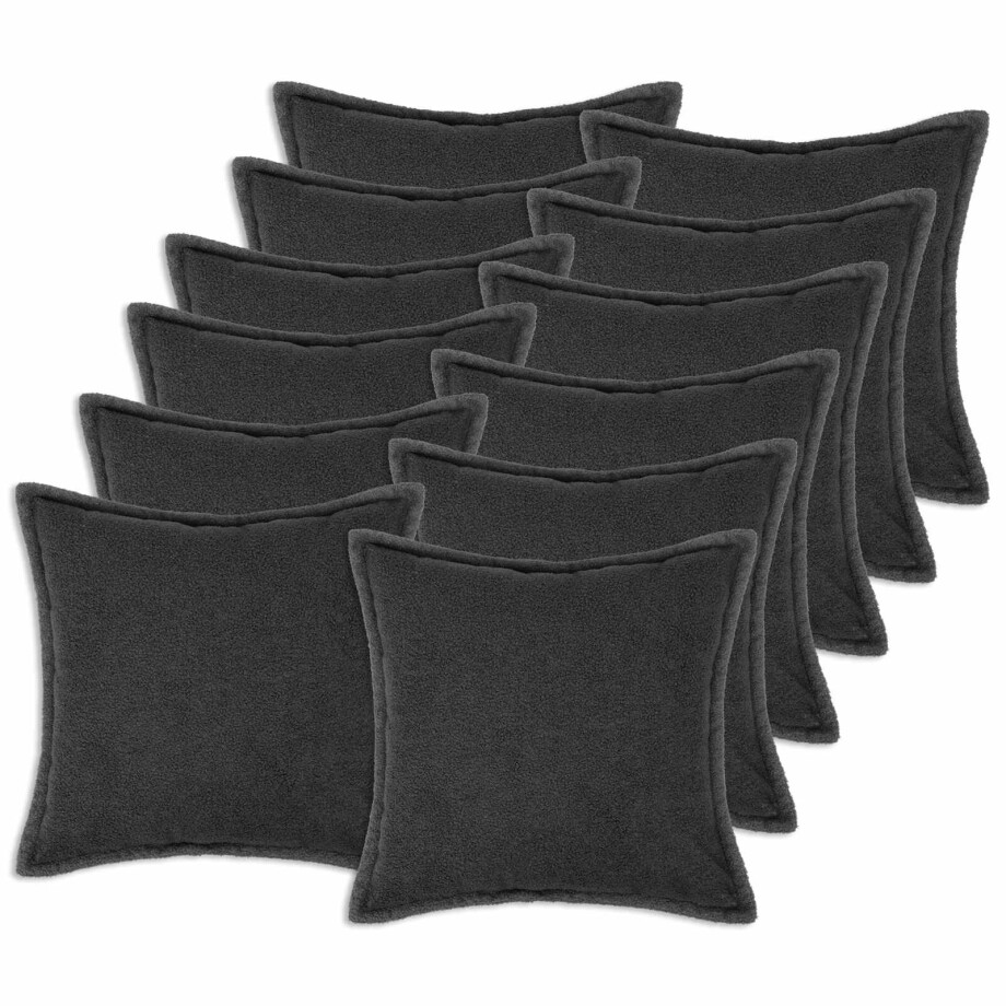vidaXL Kussensloop 12 pcs HOUTEN Donkergrijs 50 x 50 cm Bouclé afbeelding 1