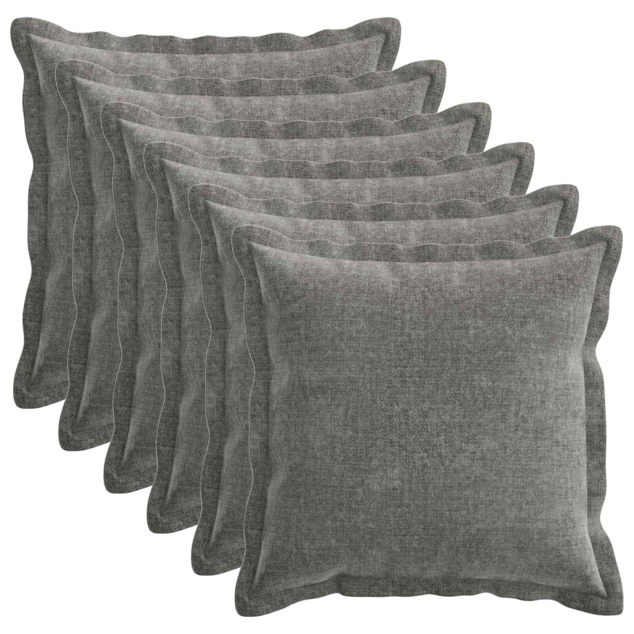 vidaXL Kussensloop 6 st HOUTEN Donkergrijs 50 x 50 cm Chenille Stof vidaXL Kussensloop 6 st HOUTEN Donkergrijs 50 x 50 cm Chenille Stof afbeelding 1