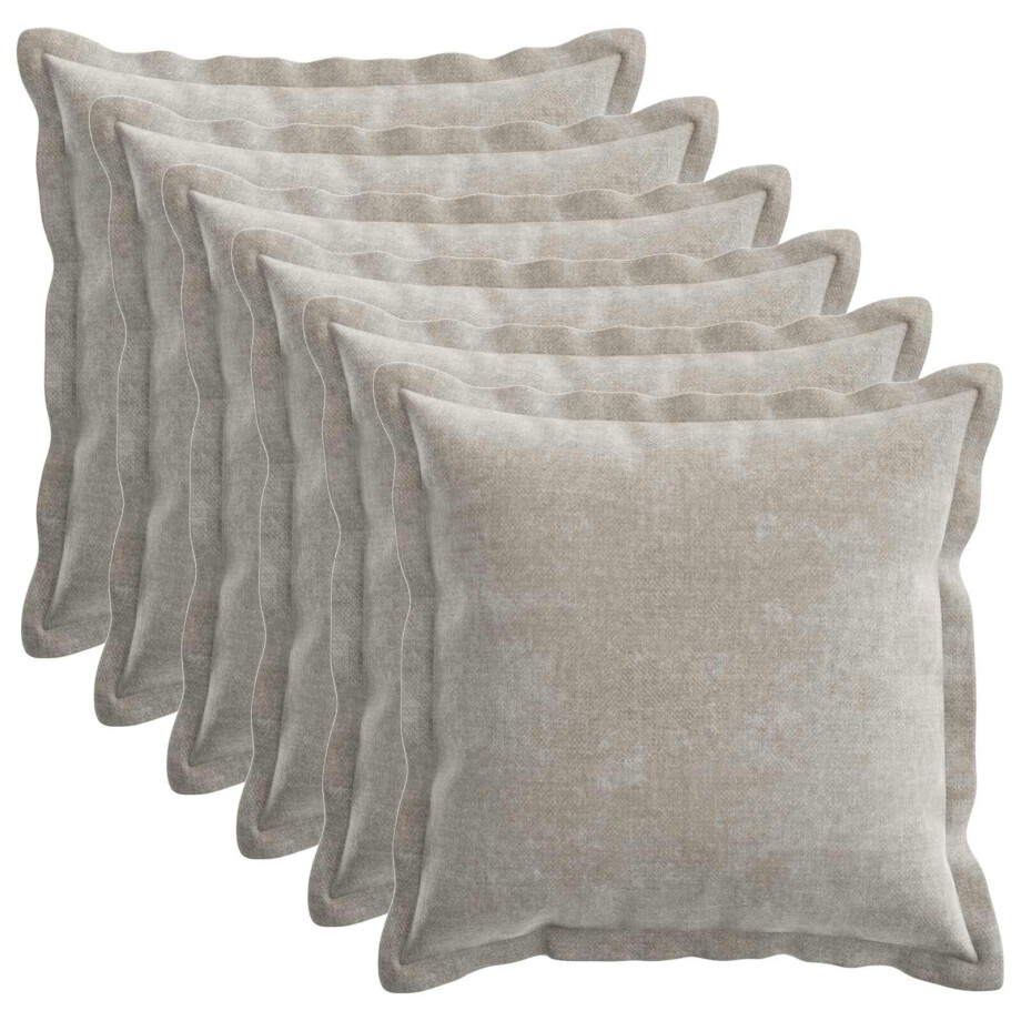 vidaXL Kussensloop 6 st HOUTEN Lichtgrijs 50 x 50 cm Chenille Stof afbeelding 1