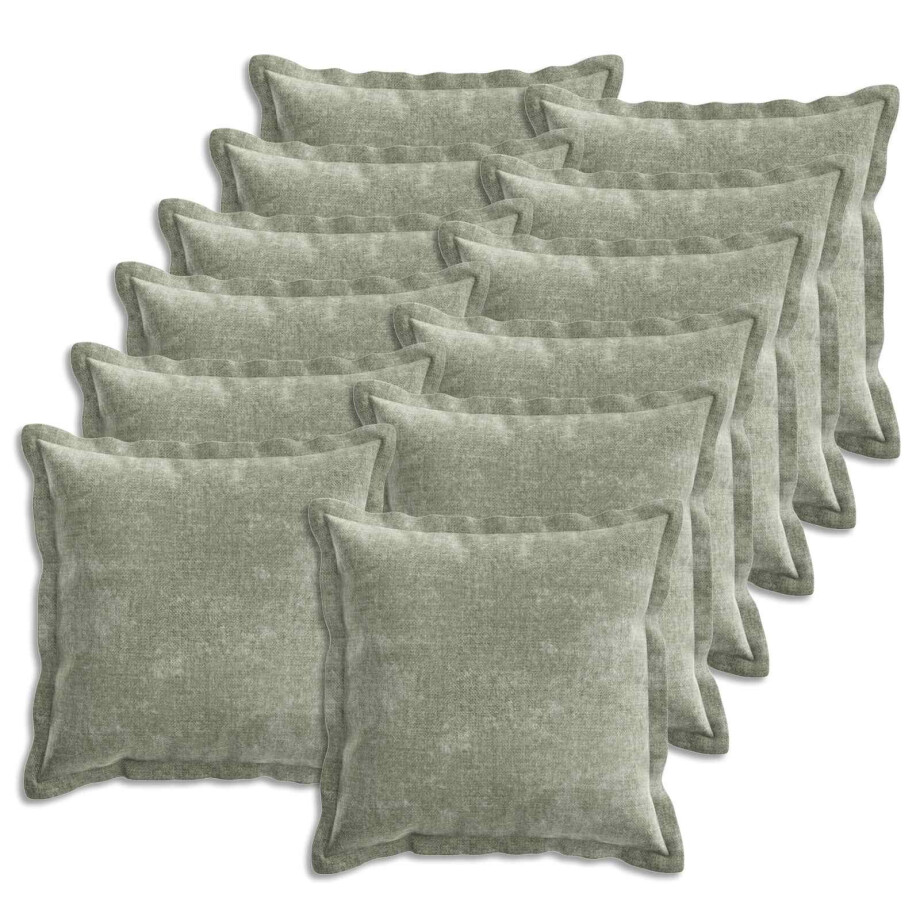 vidaXL Kussensloop 12 st HOUTEN Groen 50 x 50 cm Chenille Stof afbeelding 1