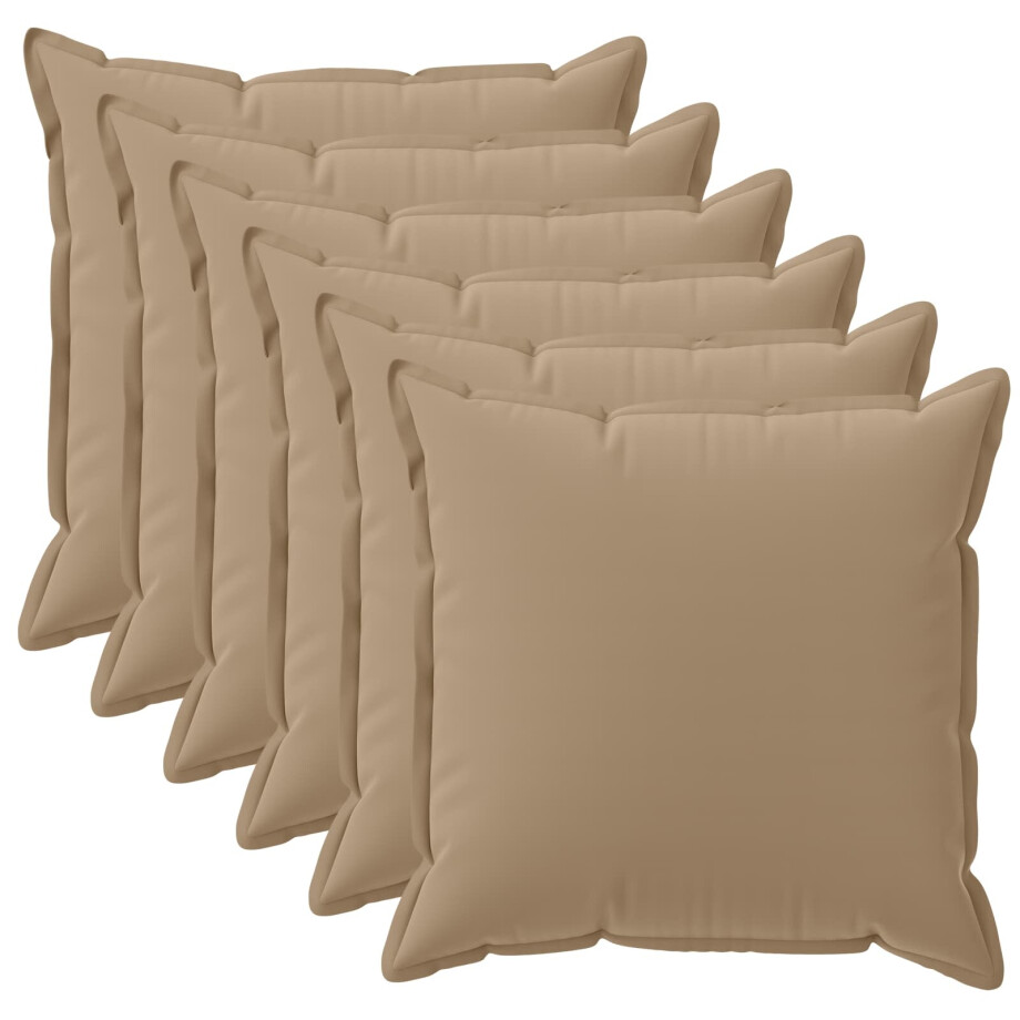 vidaXL Kussensloop 6 st HOUTEN Taupe 50 x 50 cm Polyester afbeelding 1