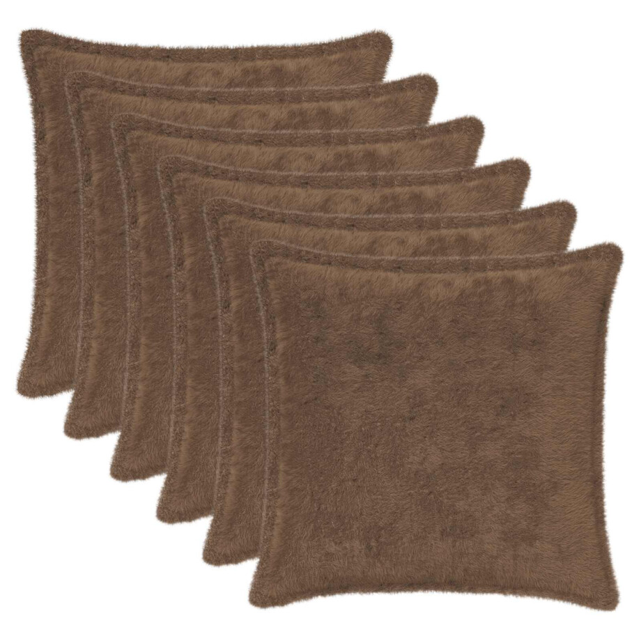 vidaXL Kussensloop 6 st HOUTEN Licht Bruin 50 x 50 cm Nep Konijnenbont vidaXL Kussensloop 6 st HOUTEN Licht Bruin 50 x 50 cm Nep Konijnenbont afbeelding 1